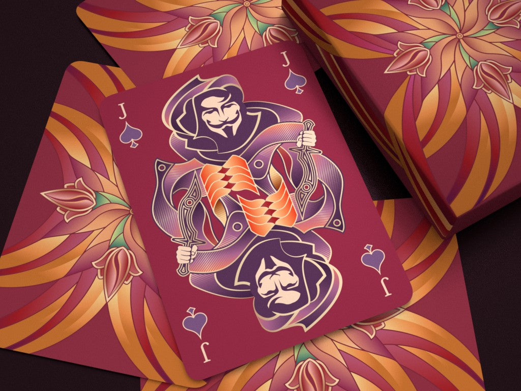 No.7 Playing Cards, Burgundy Red